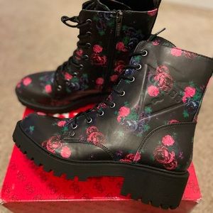 Guess Floral Combat Boots
